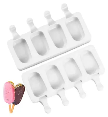 Produktbild von Eis am Stiel, Eiscreme-Formen, Eis am Stiel-Gebäckform, lebensmittelechtes Silikon, Eis am Stiel-Formen, DIY-Form für gefrorene Obstdesserts, Schokoladenkuchen, 2 Formen und 100 Eisstäbchen