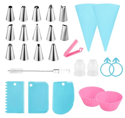 Produktbild von Spritzbeutel Set - 25-teilig, wiederverwendbar - Torten- und Gebäckdekoration - 25-teilig