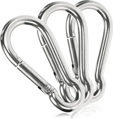 Produktbild von com-four® 3x Karabiner klein - Premium Karabinerhaken aus witterungsbeständigem Edelstahl 304 - Mini Karabiner mit 36 kg Tragkraft / WLL für Schlüsselanhänger, Garten, Haushalt, Handwerk - 40 x 4 mm