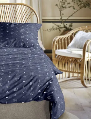 Produktbild von Irisette Seersucker Bettwäsche-Garnitur Easy 8603 Farbe blau Größe 155x220+80x80