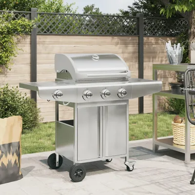 Image de Barbecue à gaz Vidaxl à 4 brûleurs en acier inoxydable argenté