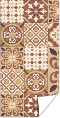 Produktbild von MuchoWow® Poster Blumen - Figuren - Vintage - Braun - Design 80x160 cm - Kinderzimmer