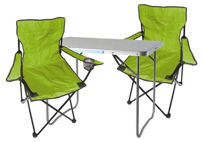 3-tlg. lime Campingmöbel Set, Tisch mit Tragegriff und Campingstuhl mit Tasche