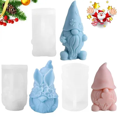 Zdjęcie produktu dla Formy silikonowe 3D, formy do odlewania, formy do świec, figurki świąteczne (gnomki), zestaw 3 sztuk