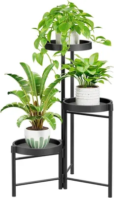 Immagine prodotto di Supporto per piante Metallo Nero 3 livelli Ripiano per fiori Gambe a più livelli