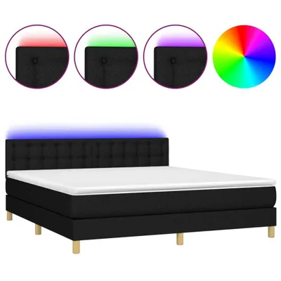 Produktbild von vidaXL Boxspringbett mit Matratze & LED Schwarz 160x200 cm Stoff