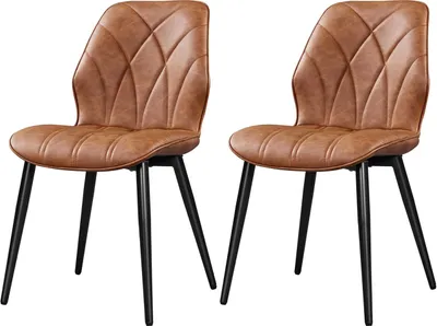Zdjęcie produktu dla Krzesła do jadalni 592869, 2 szt, krzesła kuchenne z tapicerowanym siedziskiem, z metalowymi nogami, retro, brązowe