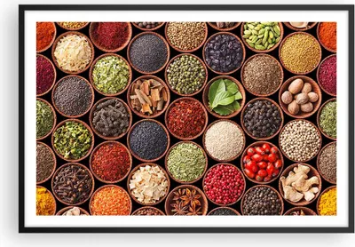 Produktbild von Gerahmtes Poster - Schwarzer Rahmen - Gewürz Küche - 91,5x61 cm - Wand Bild - Wanddeko - Wandbilder - Kunstposter - Wandposter - Bilderrahmen - Bilder - Kunstdruck - Wandbild - P2BAA91x61-3600