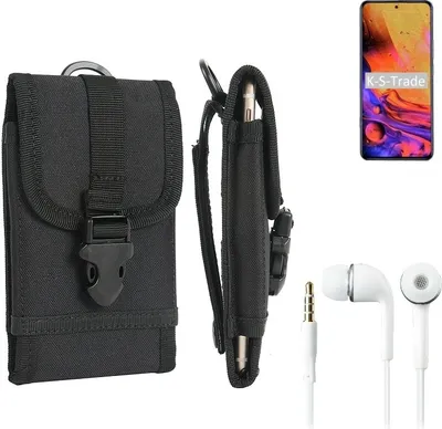 Produktbild von K-S-Trade Holster Schutz Hülle kompatibel mit ZTE Axon 30 Pro Gürteltasche Handy Hülle Tasche outdoor Seitentasche schwarz 1x + Kopfhörer