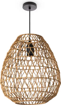 Produktbild von Pendelleuchte Korb Hängeleuchte Rattan Optik Boho Esszimmerlampe E27 Skandi Leuchten Farbe / Größe  Natur (Ø30cm)