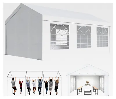 Produktbild von Pavillon Partyzelt 4x6 Wasserdicht Stabil PE Plane 450 N 170g Gartenzelt UV Schutz 50+ für Garten, Party, Festival, Hochzeit, weiß