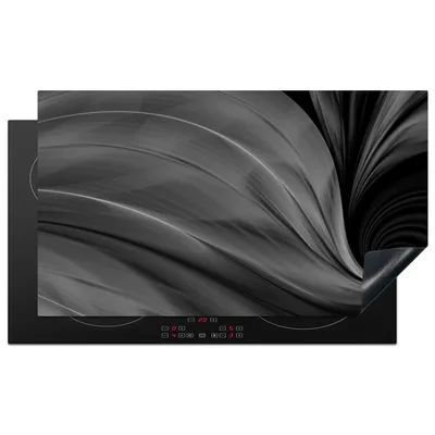 Produktbild von KitchenYeah© Herdabdeckplatte Hintergrund mit Frühlingstexturen - schwarz und weiß , 90x52cm, Küche Deko, Glaskeramikkochfeld Herdabdeckung, Abdeckplatte fùr Kochfeld