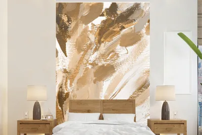 Produktbild von MuchoWow® Fototapete für Wohnzimmer oder Schlafzimmer Wandtapete Vinyl Motivtapete Farbe - Gold - Luxus - 225x350 cm - Schlafzimmer tapete