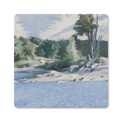 Produktbild von MuchoWow® Mauspad Mousepad Weißer Fluss bei Sharon - Edward Hopper 30x30 cm - Mousepads - Maus Mat - Pad - Mausunterlage - Gaming