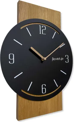 Produktbild von Wanduhr groß Geometrisch 40cm ohne tickgeräusche Holz holzoptik Wohnzimmer jugendzimmer (Eiche/Schwarz)