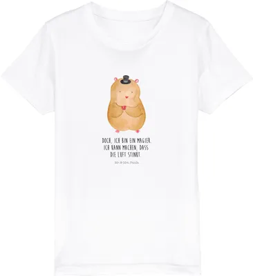 Produktbild von Mr. & Mrs. Panda Organic Kinder T-Shirt Hamster Hut 7-8 Jahre (122/128) - Weiß - Geschenk, Zwerghamster, Magier, Zylinder, Zauberer, Mädchen, Lustige Sprüche, Teenager