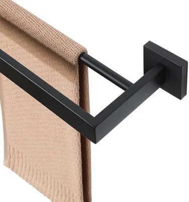 Productafbeelding van MOOCHE Handdoekhouder, zwart, 60 cm, gastendoekhouder, handdoekhouder, badkamer, handdoekstang, wandmontage, SUS304 roestvrij staal, premium dubbele badhanddoekhouder voor badkamer en keuken (60 cm)