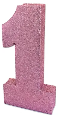 Produktbild von Tischdeko 1. Geburtstag rosa Glitzer 20 x 10 x 3 cm Zahl 1 - Einheitsgröße