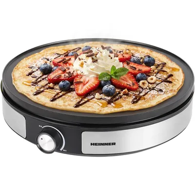 Produktbild von Heinner HCPM-F15RVSS 2-in-1 Crêpe- & Pfannkuchenmaker, 1500W, Antihaft, Edelstahl