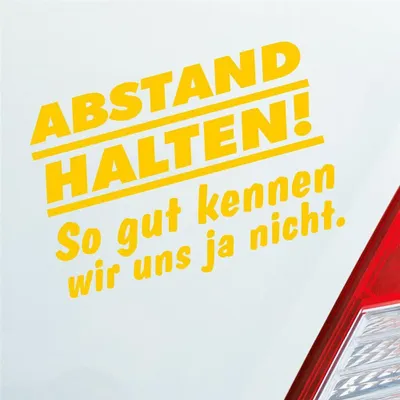 Produktbild von Auto Aufkleber Abstand Halten! So gut kennen wir uns ja nicht Car 14x10 cm Gelb Sticker Heckscheibenaufkleber