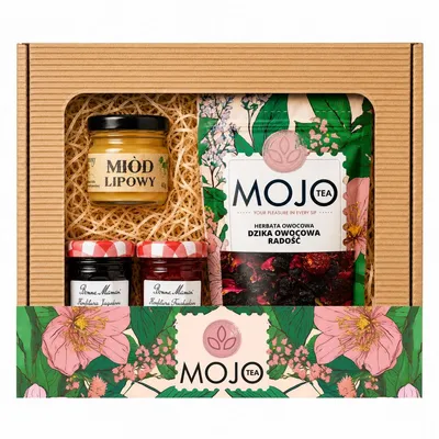 Zdjęcie produktu dla Zestaw Prezent Herbata Miód Konfitury Upominek BOX PREZENTOWY urodziny