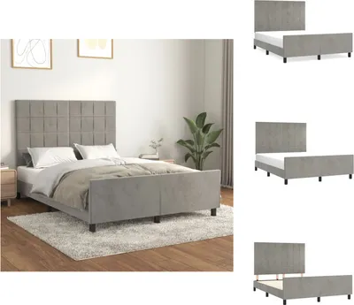 Produktbild von vidaXL Bettgestell mit Kopfteil Hellgrau 140x190 cm Samt -  Betten & Bettgestelle