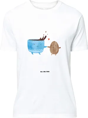 Produktbild von Mr. & Mrs. Panda Größe L T-Shirt Kaffee Bohne - Weiß - Geschenk, Shirt, mit Spruch, Tshirt, Zufriedenheit, Genuss, Kaffeebohne, Glück, Lustige Sprüche