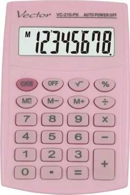 Produktbild von Vector KAV VC-210 PK Taschenrechner. 8-stellig. 64 x 98,5 mm. Hellrosa.