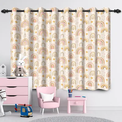 Verdunkelungsvorhang 135x245 cm, 2 Paneele, Regenbogen-Design, Polyester