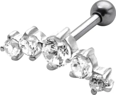 Produktbild von Helix Ohrpiercing 925 Sterling Silber mit Zirkoniasteinen in verschiedenen Farben Verschlusskugel - 4 mm Farbe - Transparent