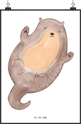 Produktbild von Mr. & Mrs. Panda Bild Otter Umarmen DIN A1 - Weiß - Geschenk, Seeotter See, Optimistisch, Kunstdruck, Hallo, gut Gelaunt, drucke, wanddeko, Plakat, Wandbild, glücklich