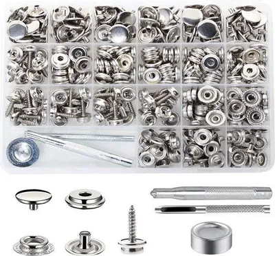 Produktbild von Famanu Druckknopfset 350-teilig - 15 mm Edelstahl mit Werkzeugen
