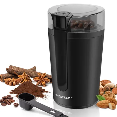 Kaffeemühle, 200 W, 60 g, Edelstahl, BPA-frei, schwarz