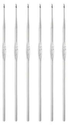 Produktbild von Häkelnadel-Set - 6-teilig aus Edelstahl - Für tunesische Handarbeit und DIY-Projekte - 1 mm Stärke