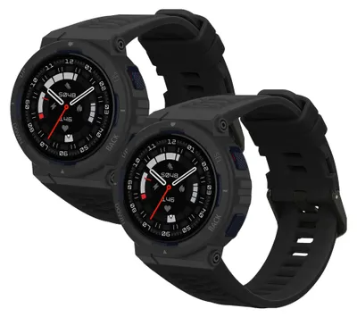 Produktbild von kwmobile 2x Uhrenarmband für Amazfit Active Edge (A2212) Armband - Fitnesstracker Band Set aus TPU Silikon - Ersatzarmband Smartwatch - Schwarz