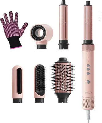 Productafbeelding van Haarstyler 6-in-1 - Warme luchtborstel Krultang - Haar stylen - Automatisch krullen Coanda-effect - 1.44 kg - Roze