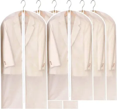 Produktbild von Famanu Kleidungstaschen mit Reißverschluss - Set von 6 Transparenten Schutzhüllen für Kleidung - 60 x 120/140 cm