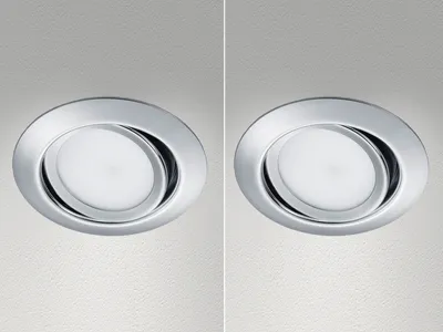 Produktbild von LED Einbaustrahler Decke 2er Set rund schwenkbar Chrom glänzend 5W Deckenleuchte