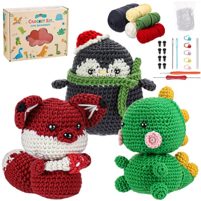 Häkelset für Anfänger – 3er-Pack Tier-Häkelset, bunt