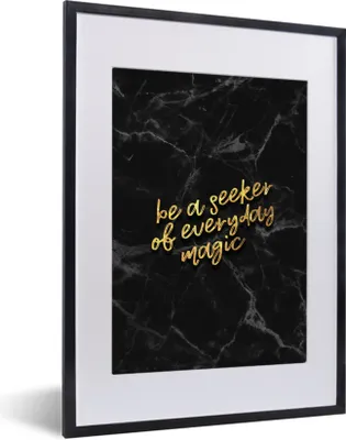 Produktbild von MuchoWow® Gerahmtes Poster Zitate - Magie - Gold - Marmor 30x40 cm - Poster mit Schwarzem Bilderrahmen Wandposter Rahmen Foto Bilder - Wandposter Schlafzimmer