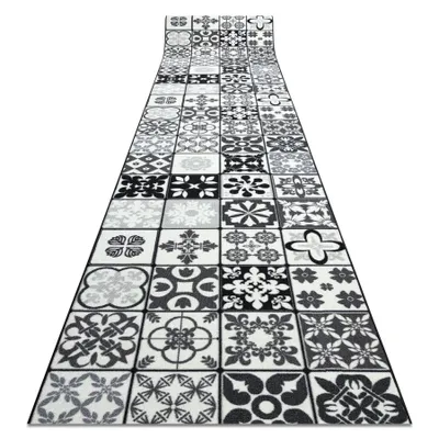 Zdjęcie produktu dla CHODNIK podgumowany 80cm AZULEJO PATCHWORK, PŁYTKI LIZBOŃSKIE / czarny szary 80x290 cm