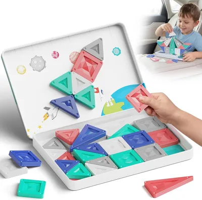 Zdjęcie produktu dla Klocki magnetyczne, 40 części, zabawka edukacyjna, z pudełkiem do przechowywania, dla dzieci