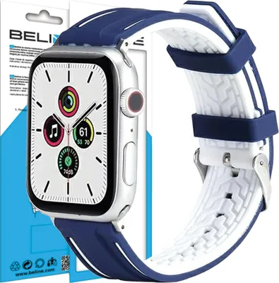 Zdjęcie produktu dla Pasek Beline Solid Silicone do Apple Watch 38/40/41mm granatowo-biały
