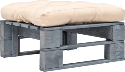 Produktbild von Outdoor-Ottomane Paletten mit Kissen in Sandfarben Holz Grau