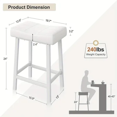Produktbild von Barkruk - Küchenhocker - Barhocker - Hocker - Set aus 2 - Ergonomische Rückenlehne