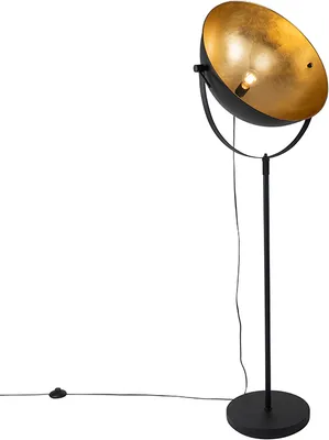 Produktbild von Industrie Stehlampe Schwarz 50 cm mit Gold Verstellbar Magnax
