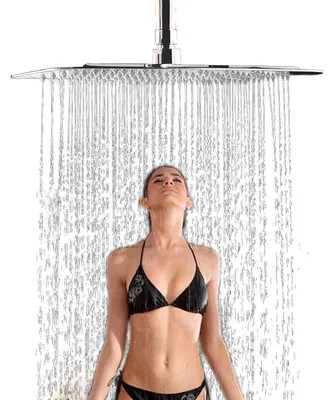 Produktbild von Regendusche Kopf 40x40 cm Edelstahl Chrom mit Anti-Kalk Düsen Hochdruck Deckenbrause