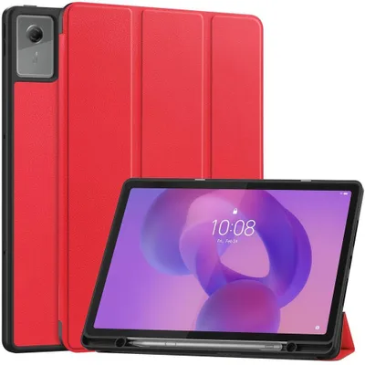 Produktbild von Lenovo Idea Tab Plus Hülle - Coverup Tri-Fold Ständer Klapphülle mit Schlaf/Wach-Funktion und Stylushalter - Rot