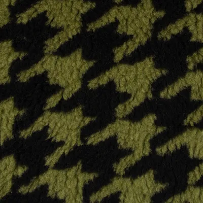 Produktbild von Fellimitat Meterware Kunstfell Teddyplüsch Hahnentritt grün schwarz 150cm