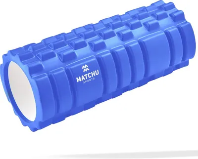 Produktbild von Matchu Sports Faszienrolle 33 × 14 cm – Mittelharte EVA-Massagerolle mit 3 Massagezonen – Foam Roller für Fitness und Yoga – Blau